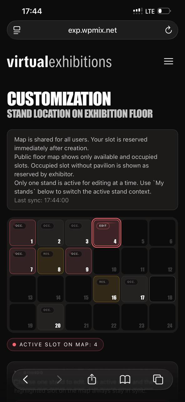 Floor map after fix with readable mobile slot labels